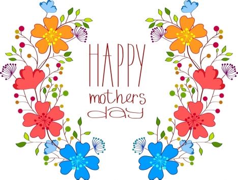 mother day backdrop colorful flower design handdrawn style vectors