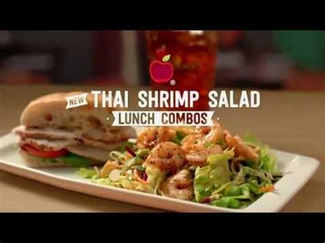 With only 370 calories, it's the lightest entree on the menu, and it's big in volume so it will keep you full since many applebee's entrees can be oversized, consider a chili appetizer—320 calories. TV Spot - Applebees - Thai Shrimp Salad - Better Choices - YouTube