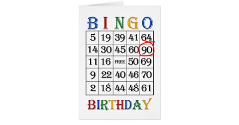 90th Birthday Bingo Card Zazzle