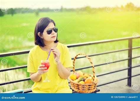 Portrait Of Asian Girl With Yellow Dress Stock Image Image Of Healthy