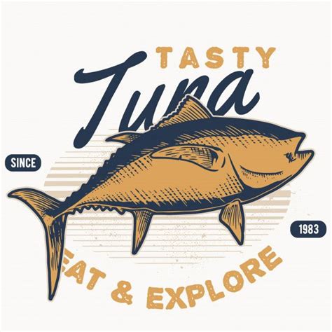 Vintage Tuna Handdraw Style Seafood Vintage Style Ceramic Design
