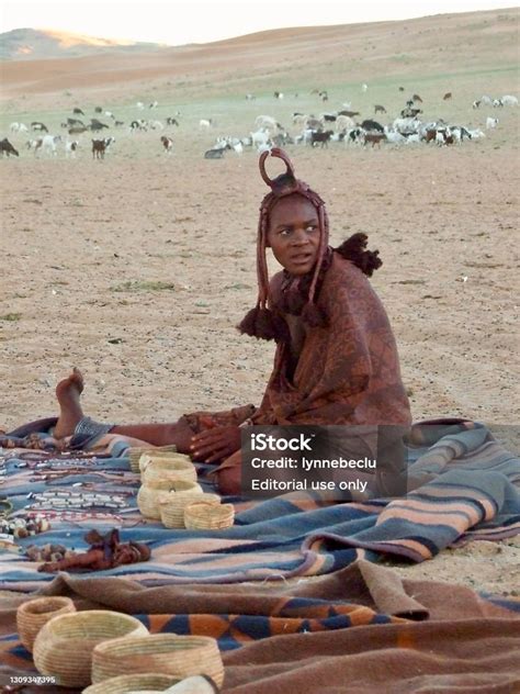 Himba Woman Selling Handmade Jewelery And Craft Skeleton Coast Namibia