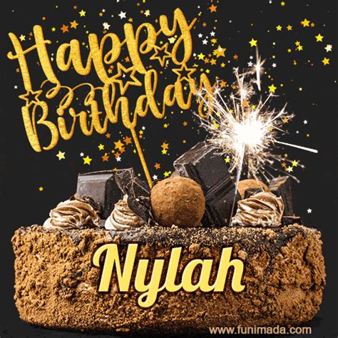 Celebrate Nylah S Birthday With A  Featuring Chocolate Cake A Lit Sparkler And Golden Stars