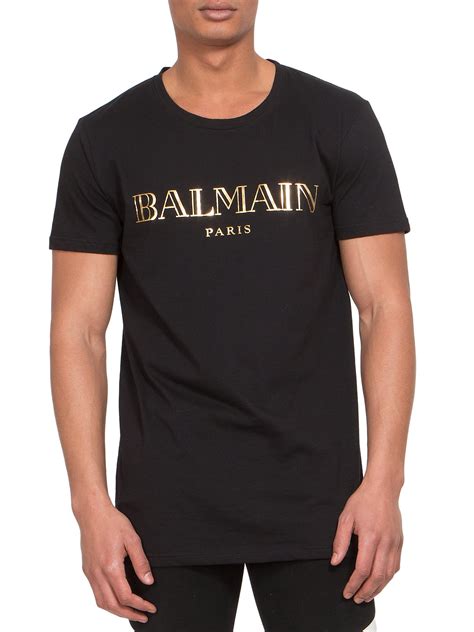 Lyst Balmain Logo Print Cotton Jersey Tee In Black For Men