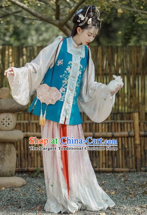 China Traditional Embroidered Hanfu Costumes Ancient Ming Dynasty Young