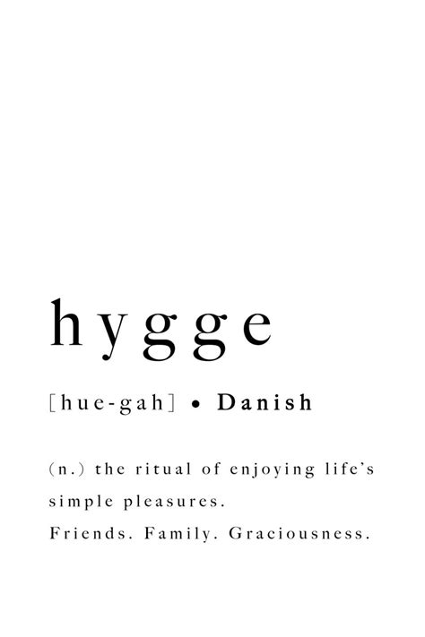 Hygge Print Quote Danish Definition Art Poster Printable Artwork Type