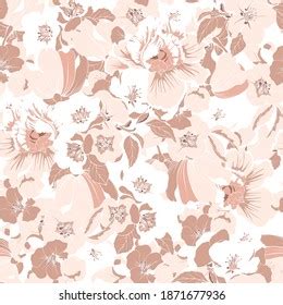 Delicate Nude Flowers Pattern Vector Seamless Stock Vector Royalty