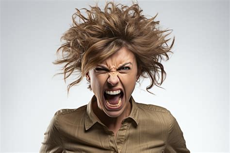 Premium AI Image Woman Screaming In Rage Isolated On White Background Generative Ai