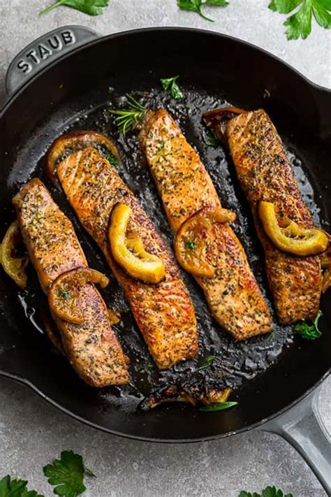 Cook until you can see the 'done' line is nearing the center, then gently turn over and cook to finish. Perfect Pan Salmon - How to Pan Fry Salmon - Low Carb ...