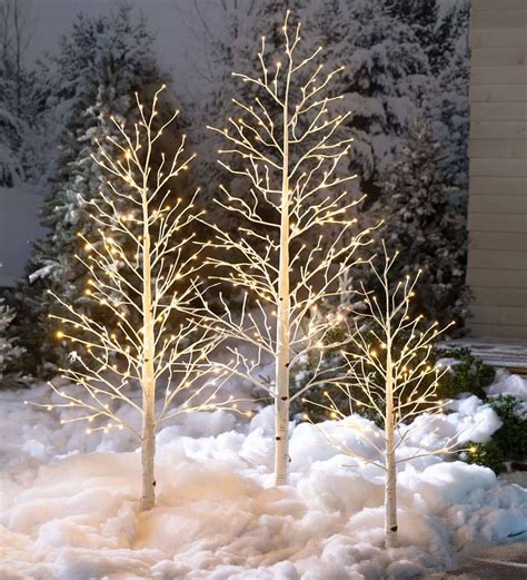 Indooroutdoor Birch Tree With Warm White And Multicolor Lights White
