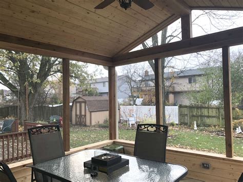 Screened Porch With Gable Roof By Woodridge Il Screened Porch Builder