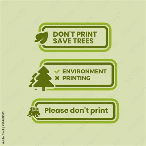 Do Not Print Save Trees Vector Illustration Email Notification Stock