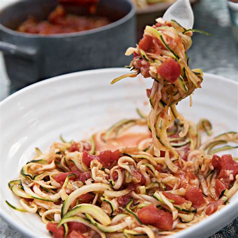 Add the zucchini noodles and cook for about 3 minutes. Zucchini Noodles with Spicy Tomato Sauce | Ready Set Eat