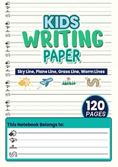 Readdownload Kids Writing Paper 120 Pages White Sky Line Plane