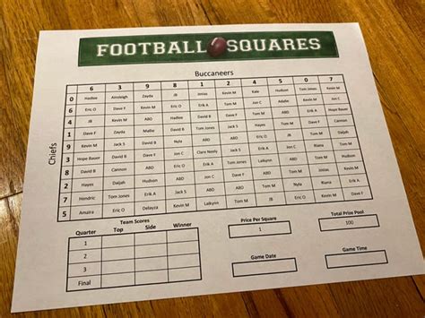 Football Squares Excel Template Unlimited Games Play Football Squares