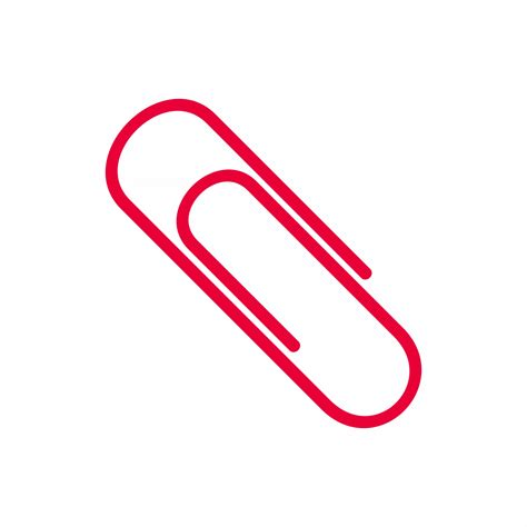 Red Colored Office Paper Clip Attachment Flat Style Icon Sign Vector