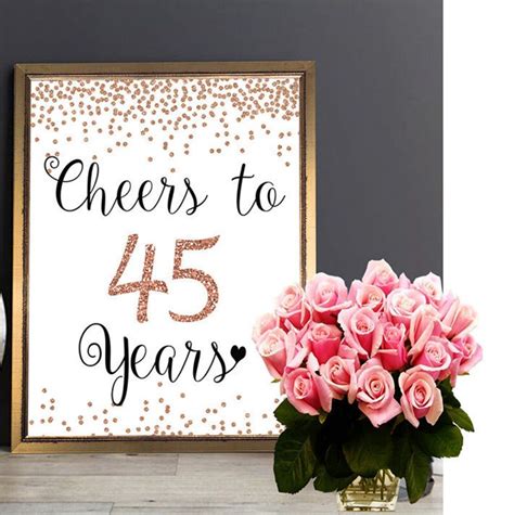 Hello 45 45th Anniversary Pack 45th Birthday Signs Bundle Rose Gold