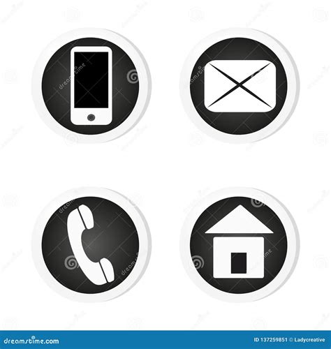 Vector Contact Buttons Email Phone Mobile Address Icons Eps 