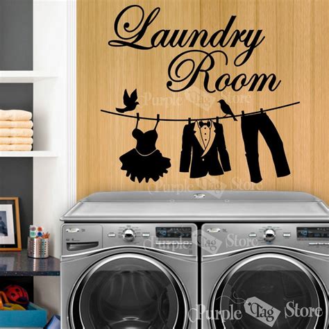 New Laundry Vinyl Wall Decal Laundry Room Clothesline Mural Wall