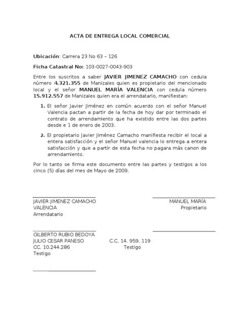 Acta De Entrega Modelo Assistente Administrativo Reverasite