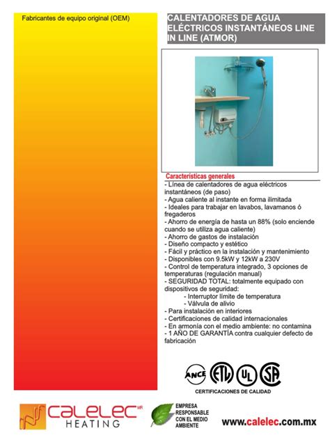 Ficha Tecnica Boiler De Paso Electrico Atmor Inline 2013 1 Pdf