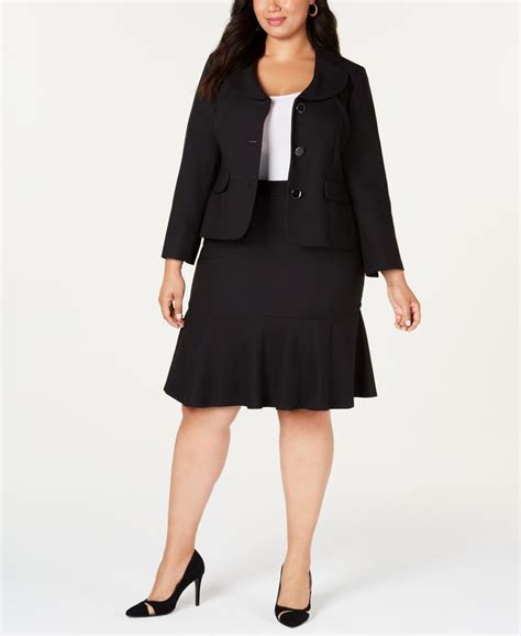 Le Suit Plus Size Three Button Flared Skirt Suit And Reviews Wear To Work Plus Sizes Macys