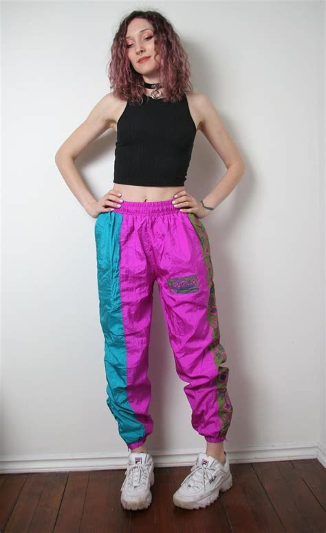90s Vintage Neon Track Pants Colorblock Florescent 1990s Etsy Neon