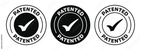 Patented Icon Black And White Rounded Vector Stamp Of A Patent