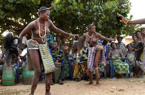 Adjifo Virgin Dancers From Togo In West Africa Performing Their Traditional Dance At The