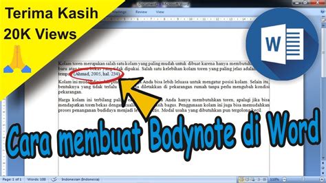 Cara Membuat Bodynote Di Microsoft Word Simplenewsvideo Youtube