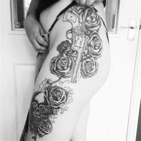 44 Best Gun And Roses Tattoo On Thigh Image Hd