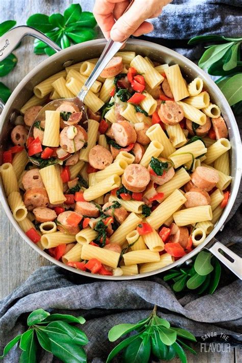 Chicken apple sausage skillet is a healthier spin on kielbasa and cabbage. Pear, Gouda, and Chicken Sausage Rigatoni with Spinach ...