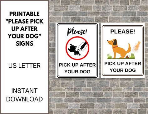 Pick Up After Your Dog Sign X 2 Printable Yard Sign Pick Up Etsy
