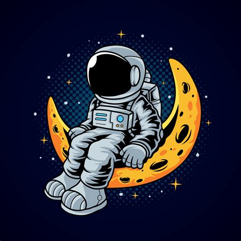 Astronaut Sitting On Moon 6520142 Vector Art At Vecteezy