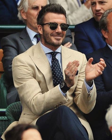 David Beckham At Wimbledon Suit Style Db Tennis Sunglasses Casual