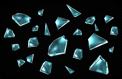Broken Glass Shards Isolated On Black Background 15370097 Vector Art At