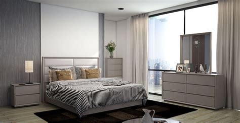 High end bedroom furniture near me. Sleek Italian Taupe Bedroom Set by Fabelli Italia