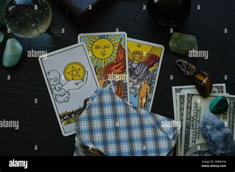 predicting the future of mystifying divination on tarot cards Stock