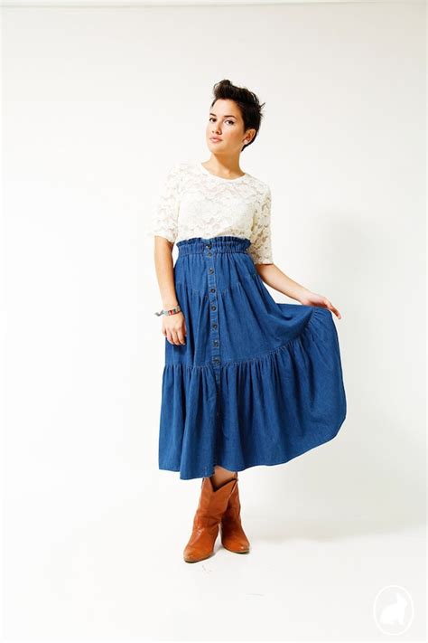 Country Western Ruffled Denim Skirt By Shopat851 On Etsy