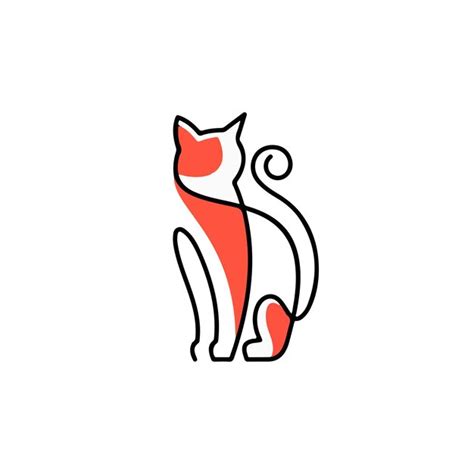 Logotipo De Gato De Uma Linha Vetor Premium