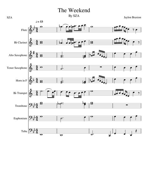 The Weekend By Sza Sheet Music For Flute Clarinet Alto Saxophone