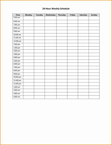 Half Hour Schedule Template Awesome Calendar Blanks Weekly By Half Hour