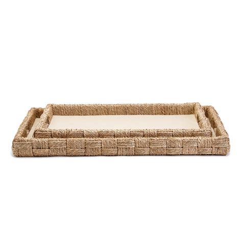 S2 Hand Crafted Sea Grass And Rattan Oversized Decorative Square Tray