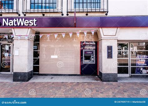High Street Branch Natwest Retail Bank With No People Editorial Stock