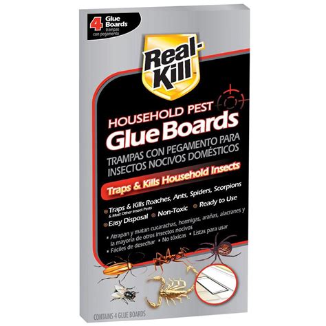 Glue trap excellent for capturing mice and other household pests. Real-Kill Household Pest Glue Boards (4-Count)-HG-95788 ...