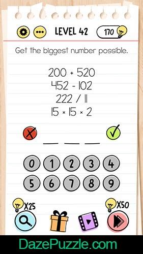 How to get answers for any homework or test. Brain Test Level 42 Get the biggest number possible Answer ...