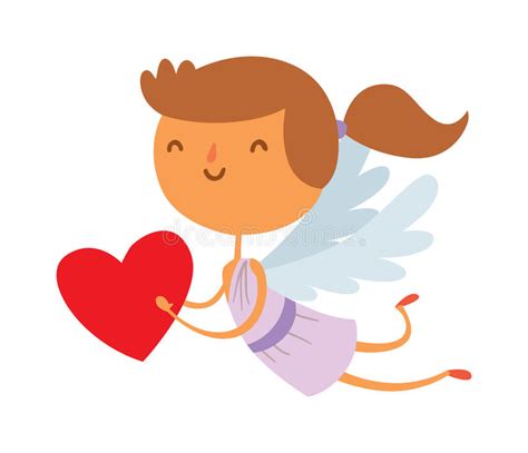 Cartoon Cute Cupid Angel Smile Girl Kid Vector Silhouette