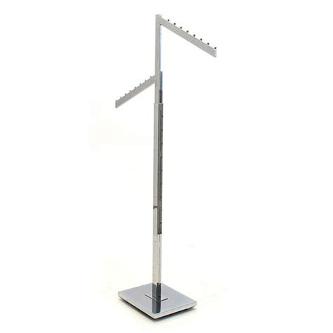 2 Way Garment Rack With 2 Slant Arms Rect Tube Chrome