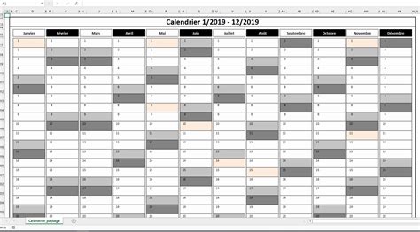Calendrier Excel Modifiable Young Planneur