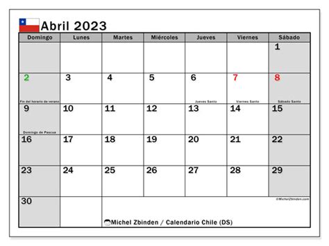 Calendario Abril De 2023 Para Imprimir “36ds” Michel Zbinden Cl